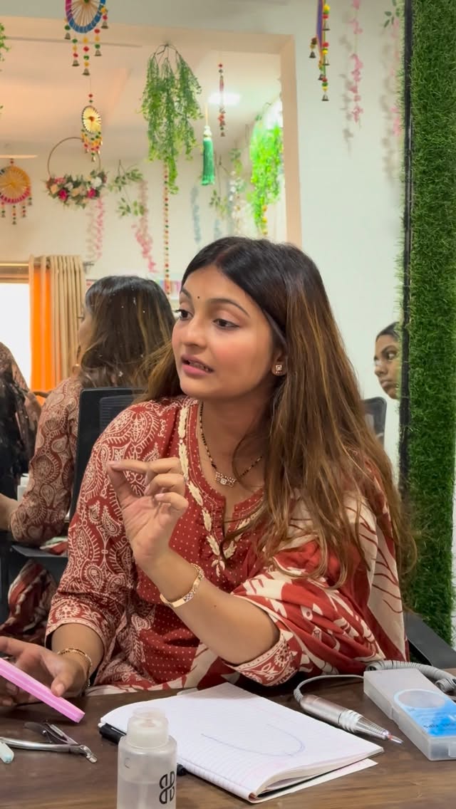 Priya Vora, founder of Happy Fingers, at her studio nail desk