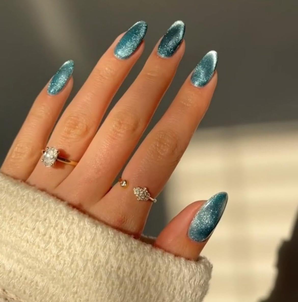 Lazer Blue press-on nails by Happy Fingers