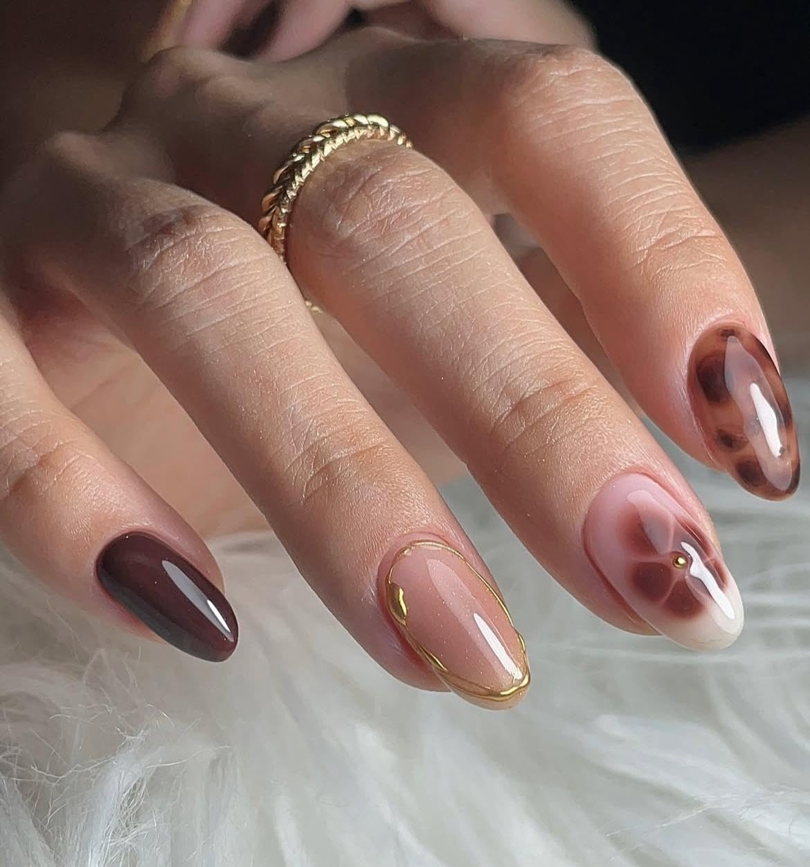 Golden Glaze press-on nails by Happy Fingers